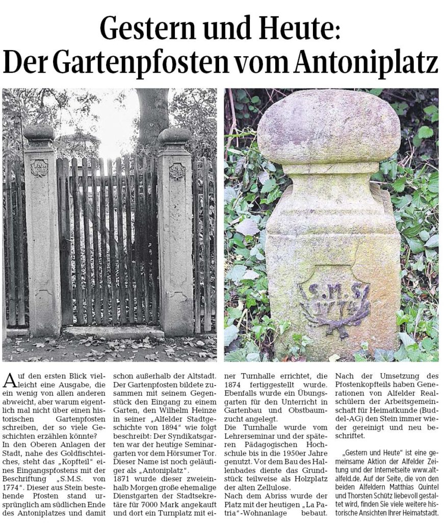 AZ vom 02.06.2016-gestern+heute-Gartenpfosten Antoniplatz