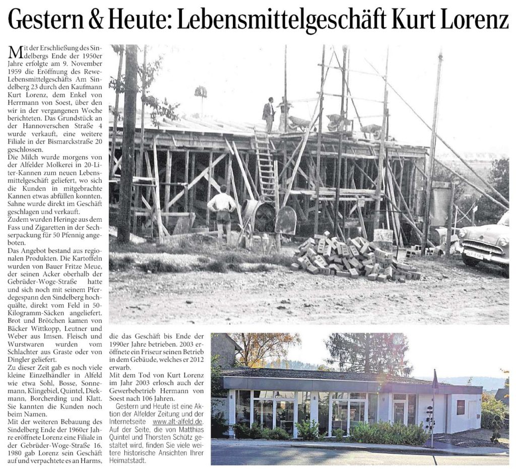 AZ vom 05.11.2015-gestern+heute-Lebensmittelgeschäft Kurt Lorenz