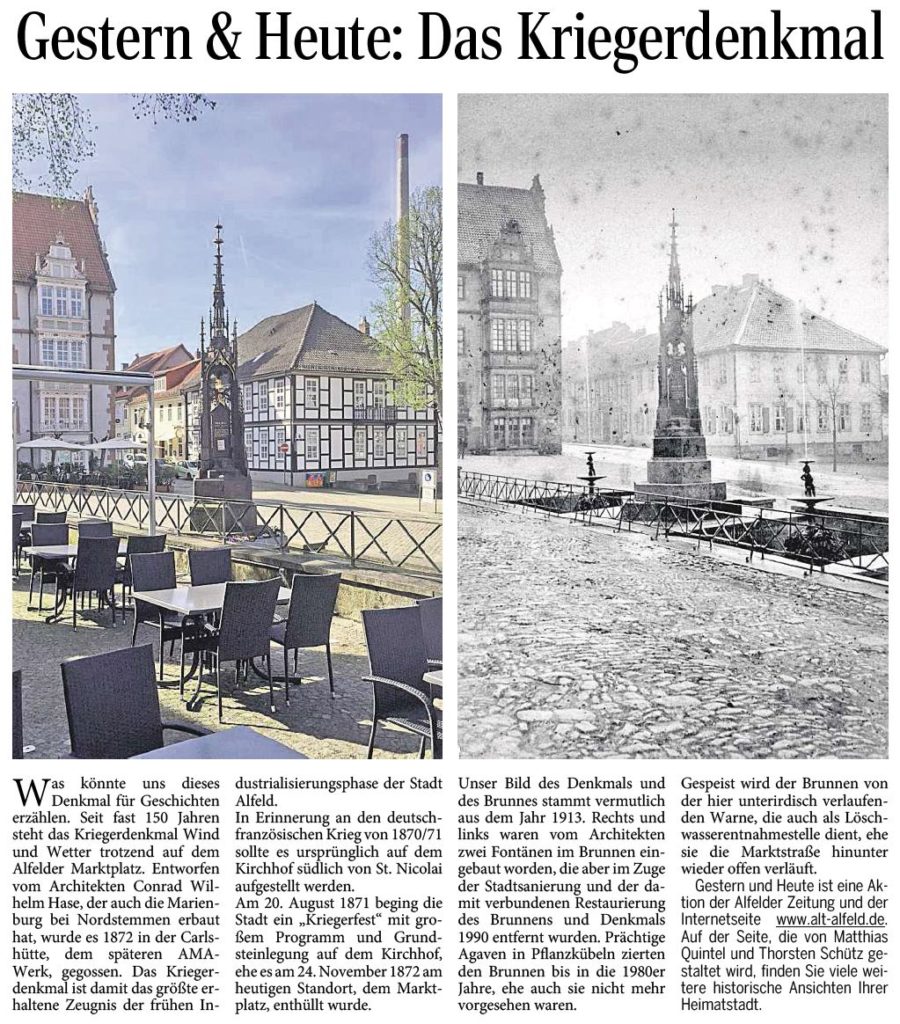 AZ vom 23.04.2015-gestern+heute-Kriegerdenkmal Marktplatz