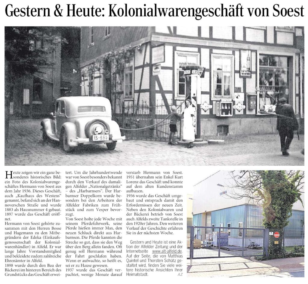 AZ vom 29.10.2015-gestern+heute-Kolonialwarengeschäft von Soest