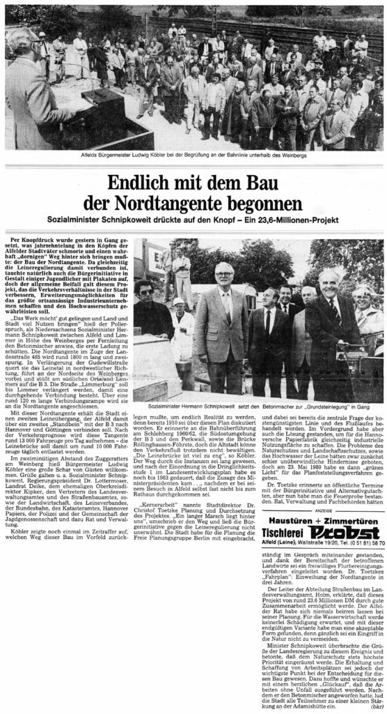 AZ vom 30.06.1984-Baubeginn Nordtangente